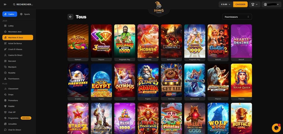 Machines à sous Horus Casino
