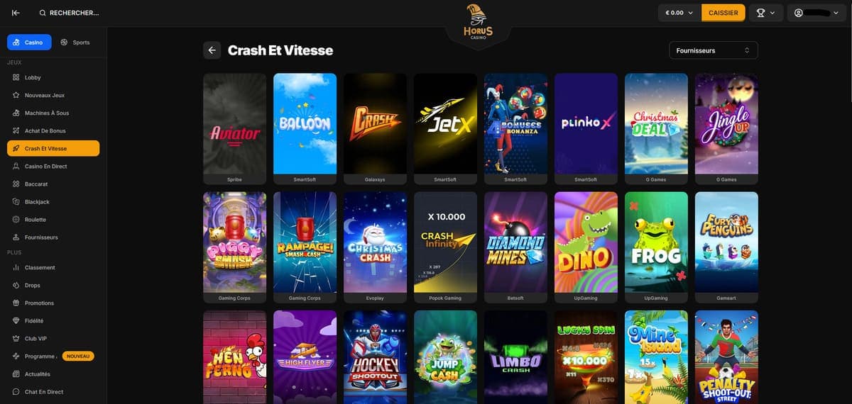 Mini jeux Horus Casino