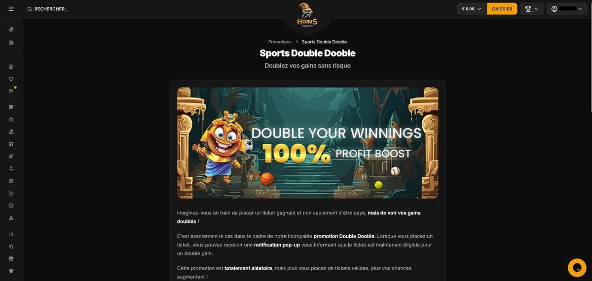 Sports double dooble Horus Casino