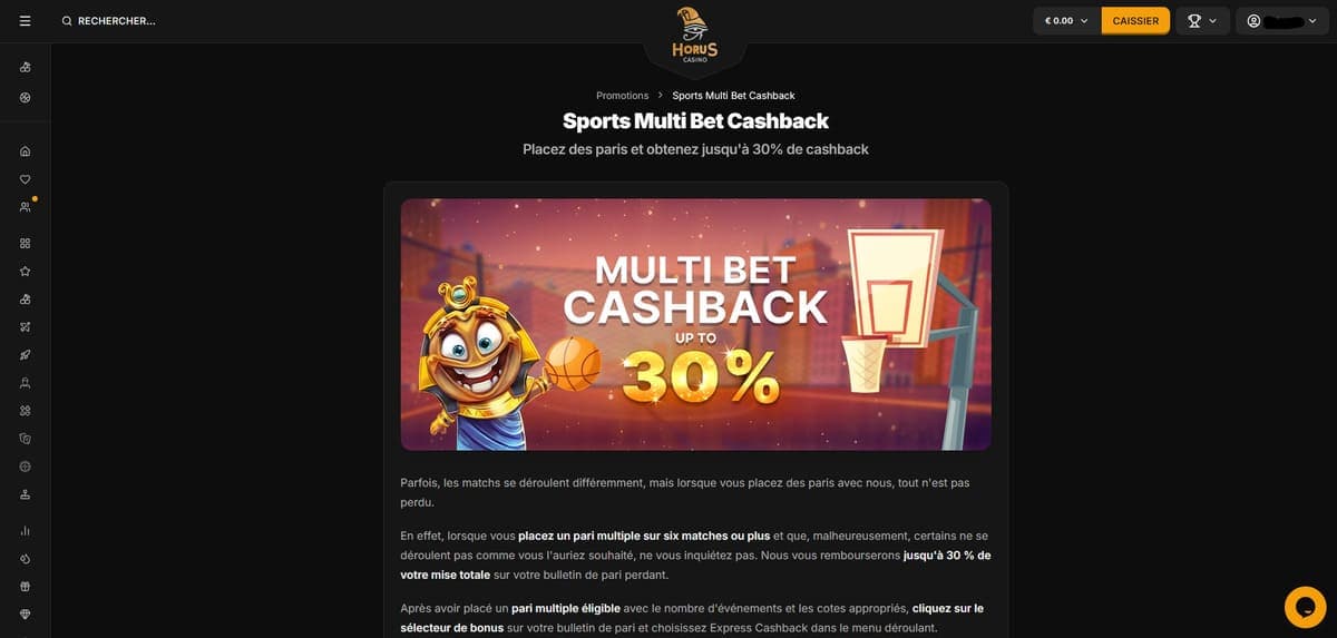 Sports multibet cashback Horus Casino