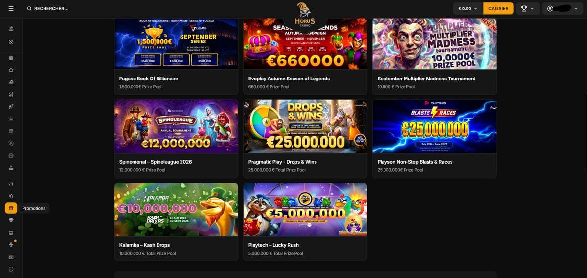 Tournois Horus Casino