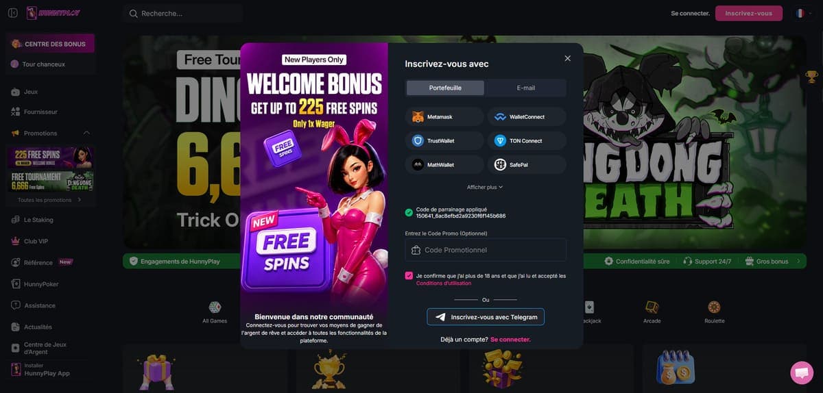 Inscription HunnyPlay Casino