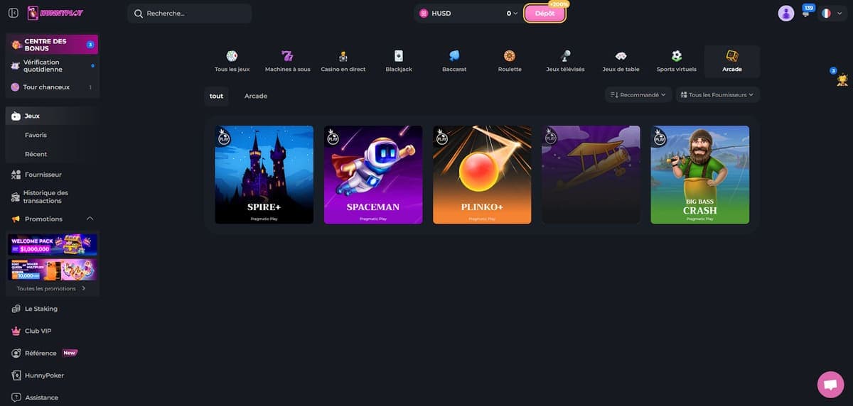 Mini jeux HunnyPlay Casino