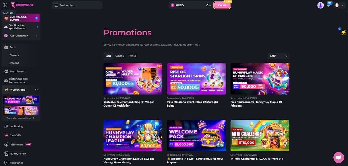 Promotions HunnyPlay Casino