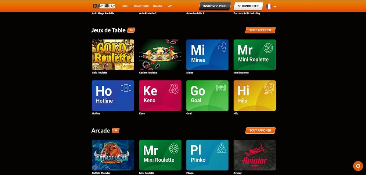 Jeux de table i24Slots Casino