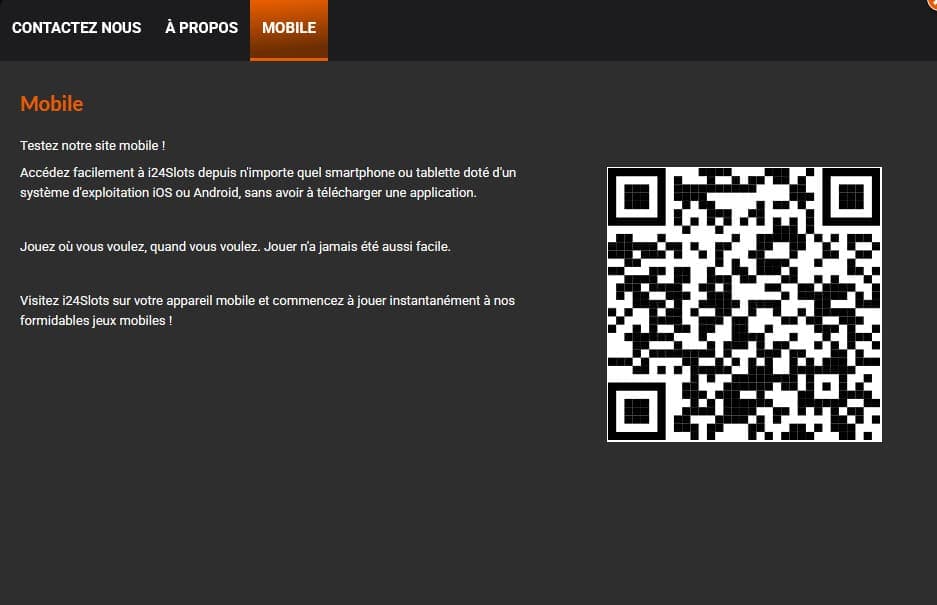 Version mobile i24Slots Casino