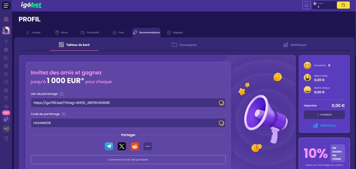 Parrainage Igobet Casino