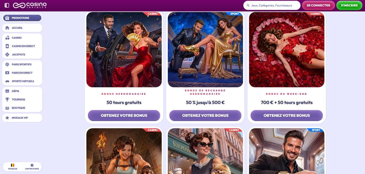 Autres bonus Infinity casino