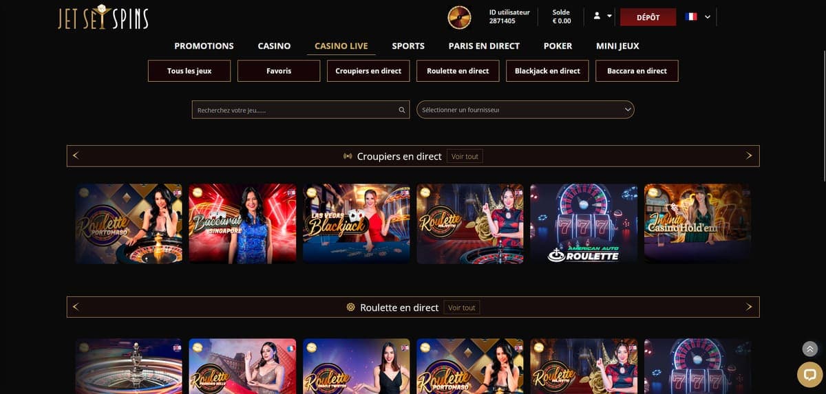 Live JetSetSpins Casino