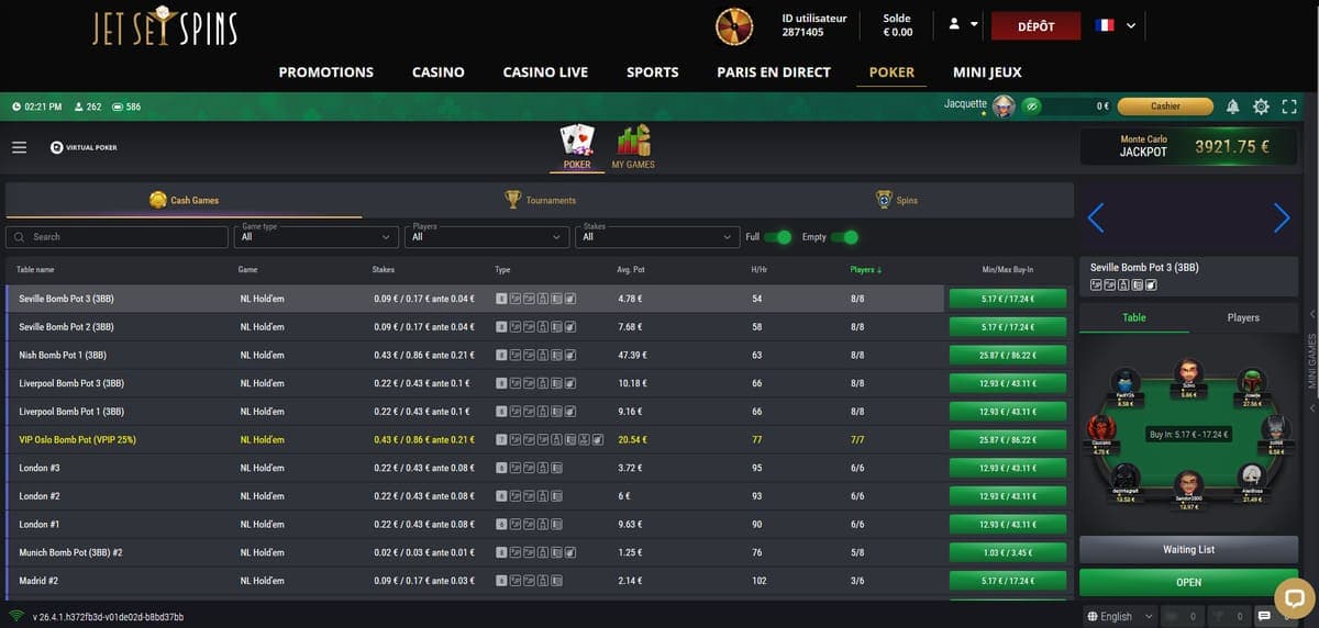 Poker JetSetSpins Casino