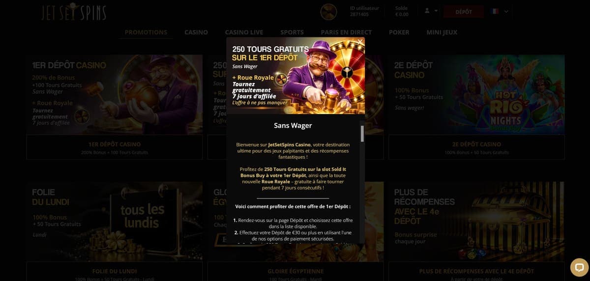 Promos alternatives JetSetSpins Casino