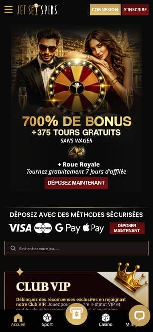 JetSetSpins casino application