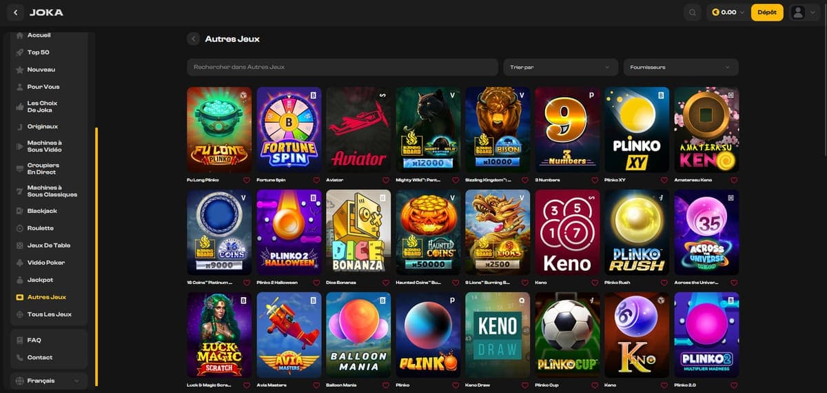 Autres jeux Joka Casino