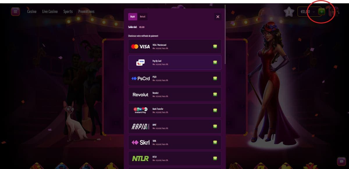 Dépôt Joker8 Casino