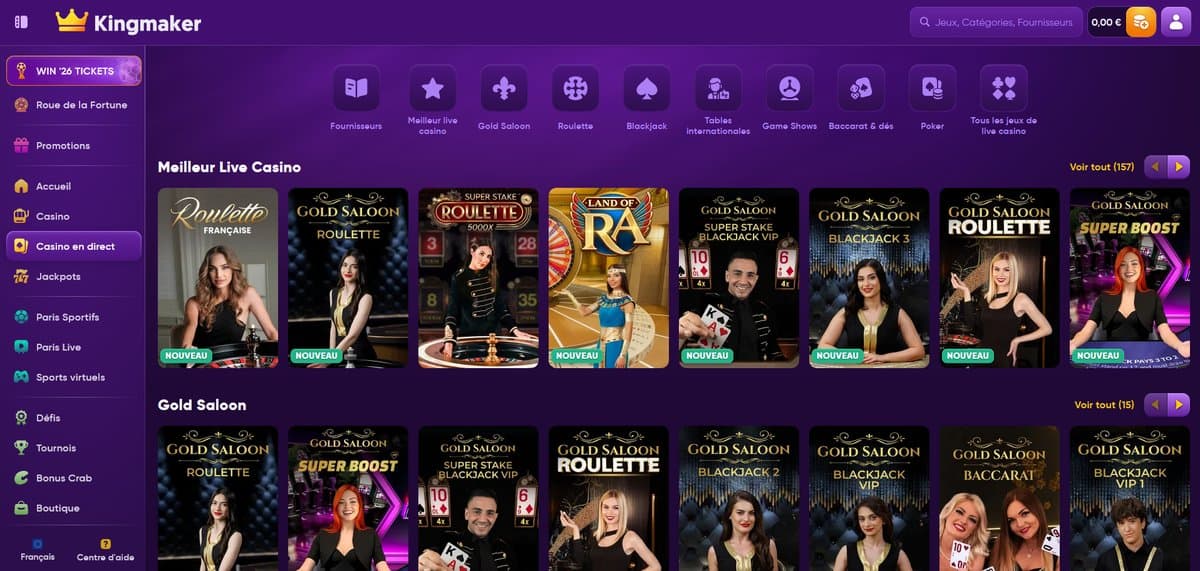 Live Kingmaker Casino