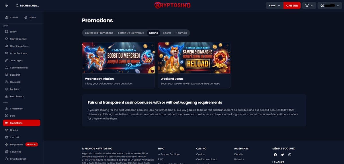 Promos Kryptosino Casino