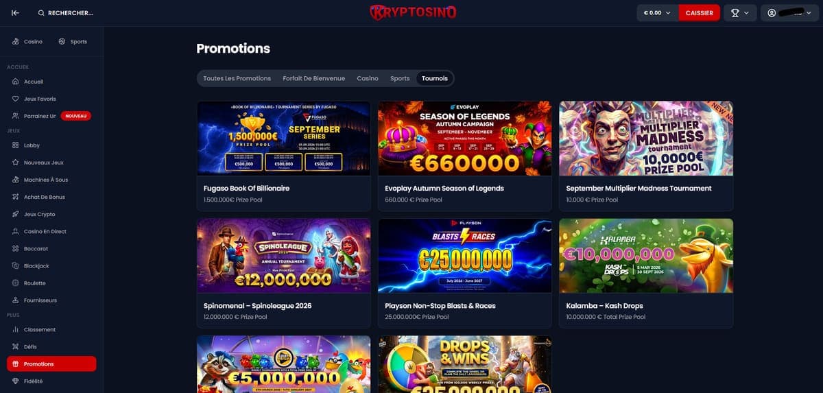 Tournois Kryptosino Casino