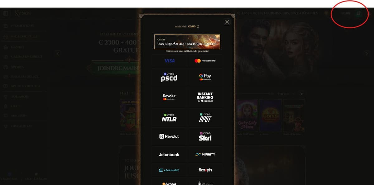 Dépôt Kyngs Casino
