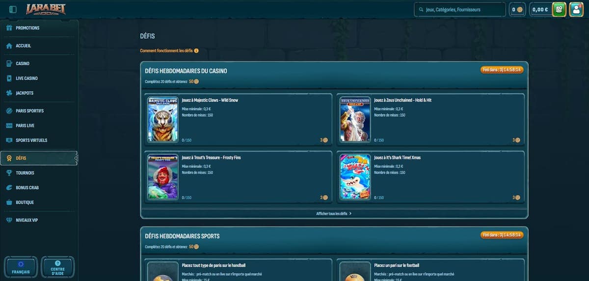 Défis Larabet Casino