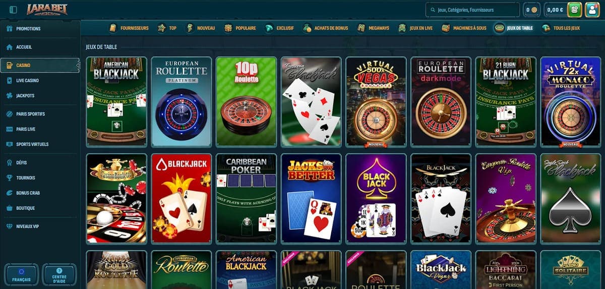 Jeux de table Larabet Casino