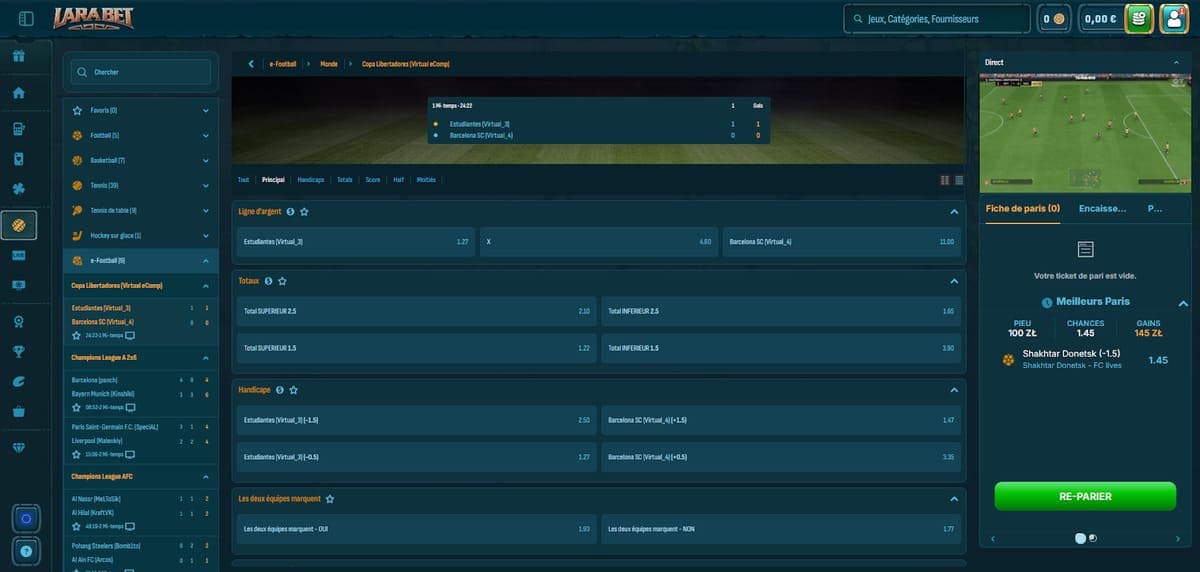 Live bets Larabet Casino