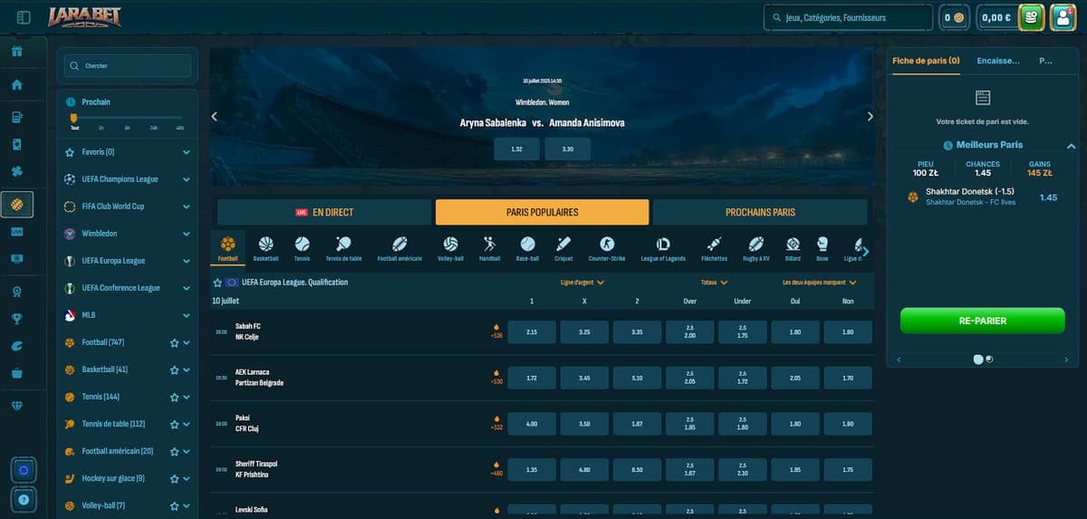 Paris sportifs Larabet Casino