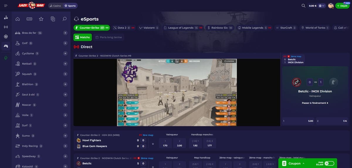 Esports LazyBar Casino