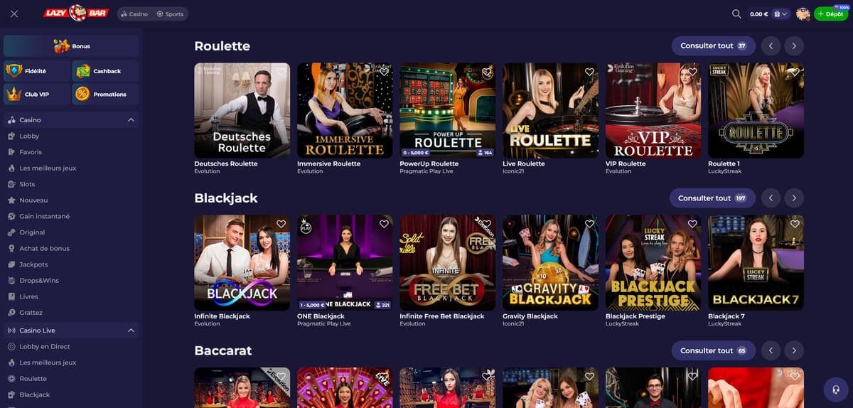 Live LazyBar Casino