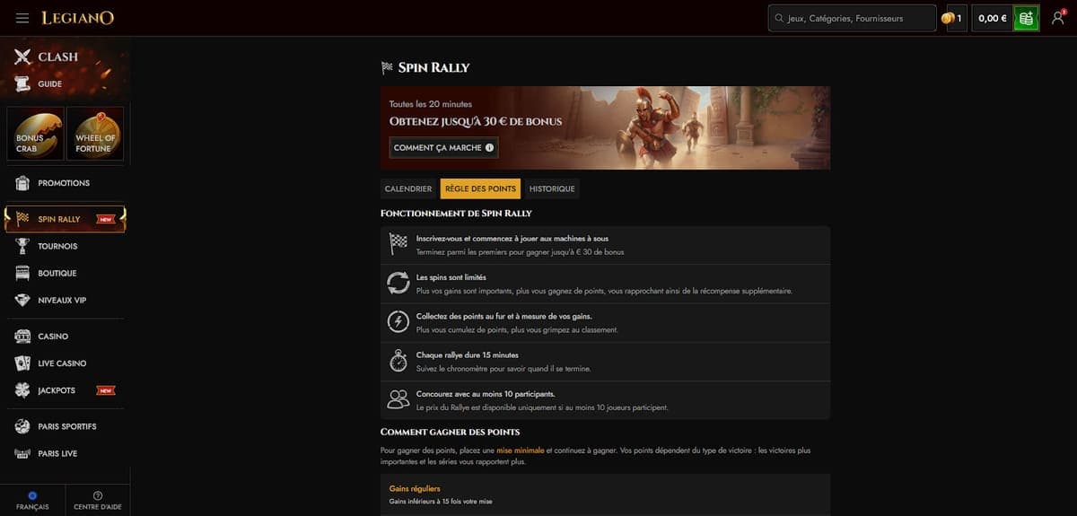 Spin rally Legiano Casino