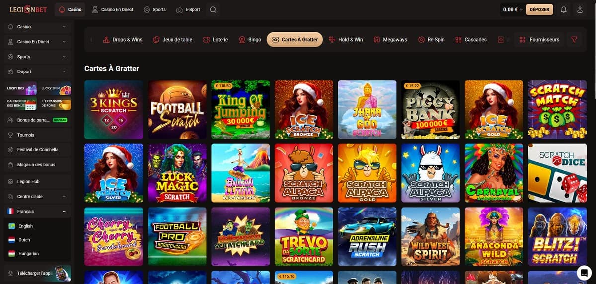 Cartes à gratter LegionBet Casino