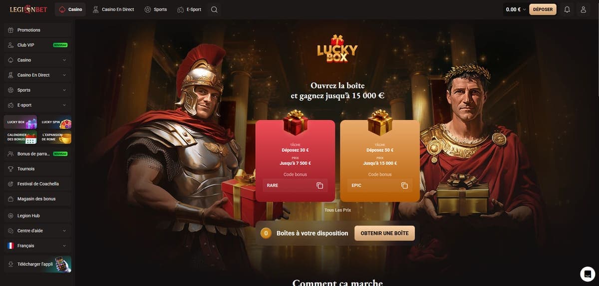 Lucky box LegionBet Casino