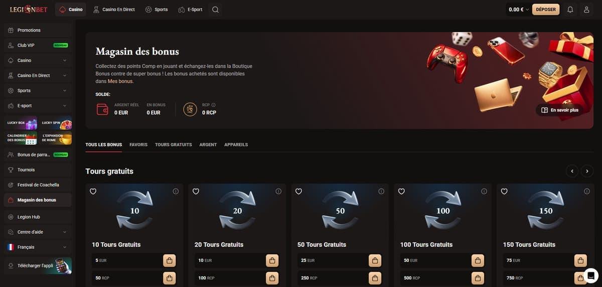 Magasin bonus LegionBet Casino