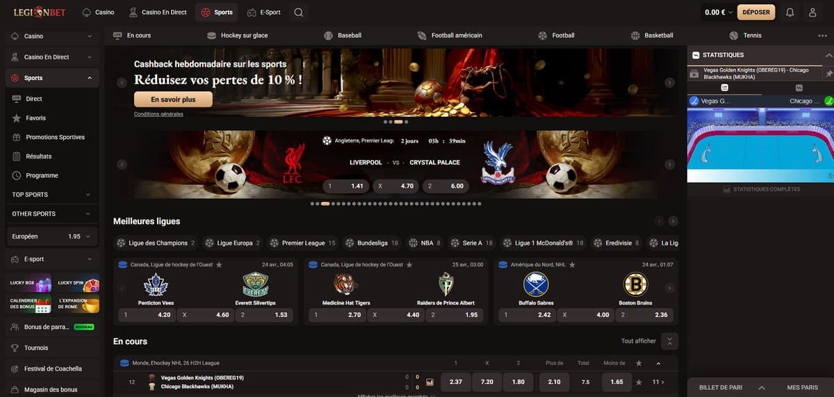 Paris sportifs LegionBet Casino