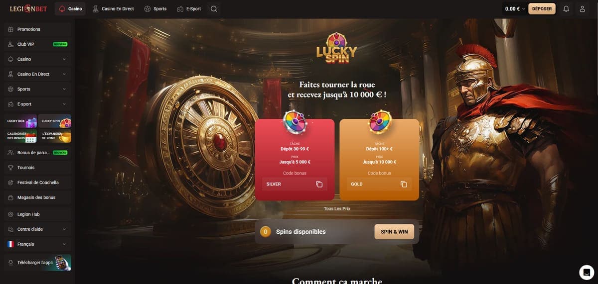 Roue destin LegionBet Casino