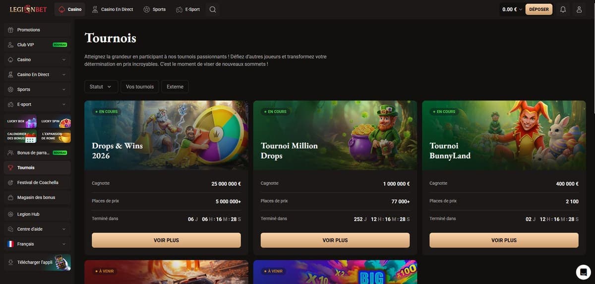Tournois LegionBet Casino
