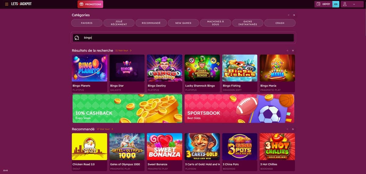 Autres jeux Let's Jackpot Casino