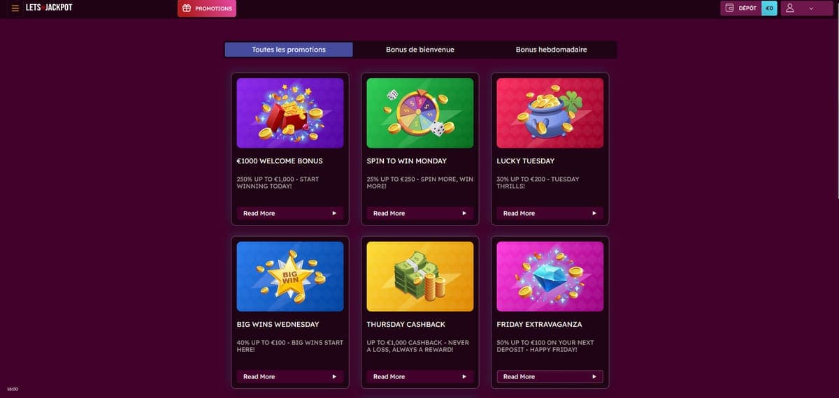 Promotions Let's Jackpot Casino