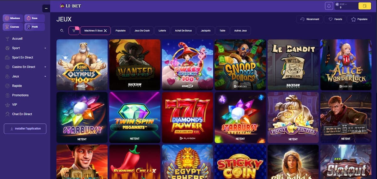 Machines à sous Libet Casino