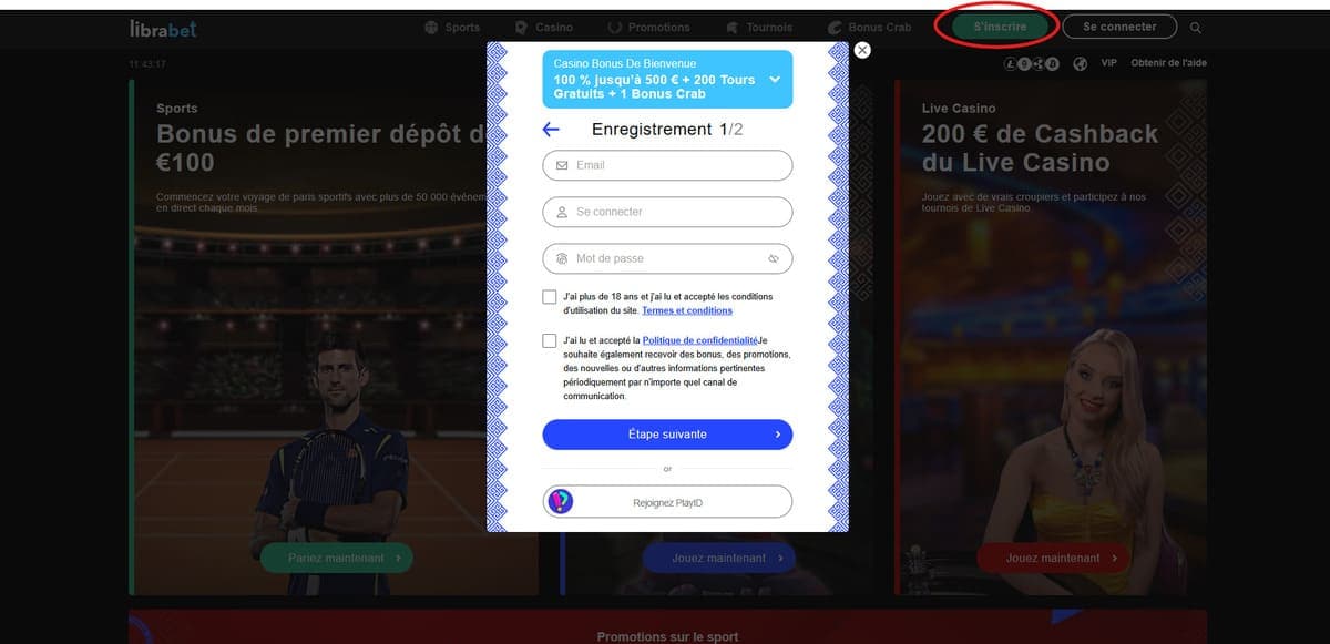 Inscription LibraBet Casino