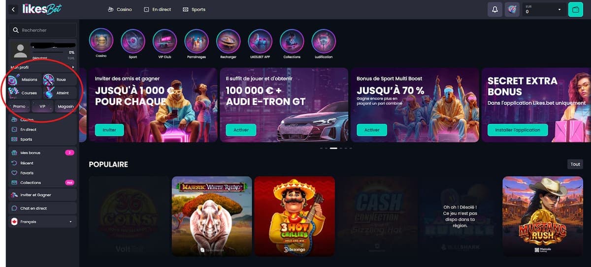 Missions Likes.Bet Casino