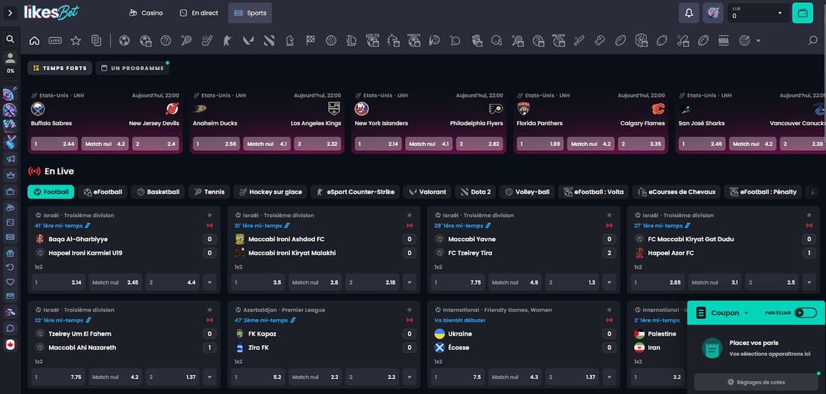 Paris sportifs Likes.Bet Casino