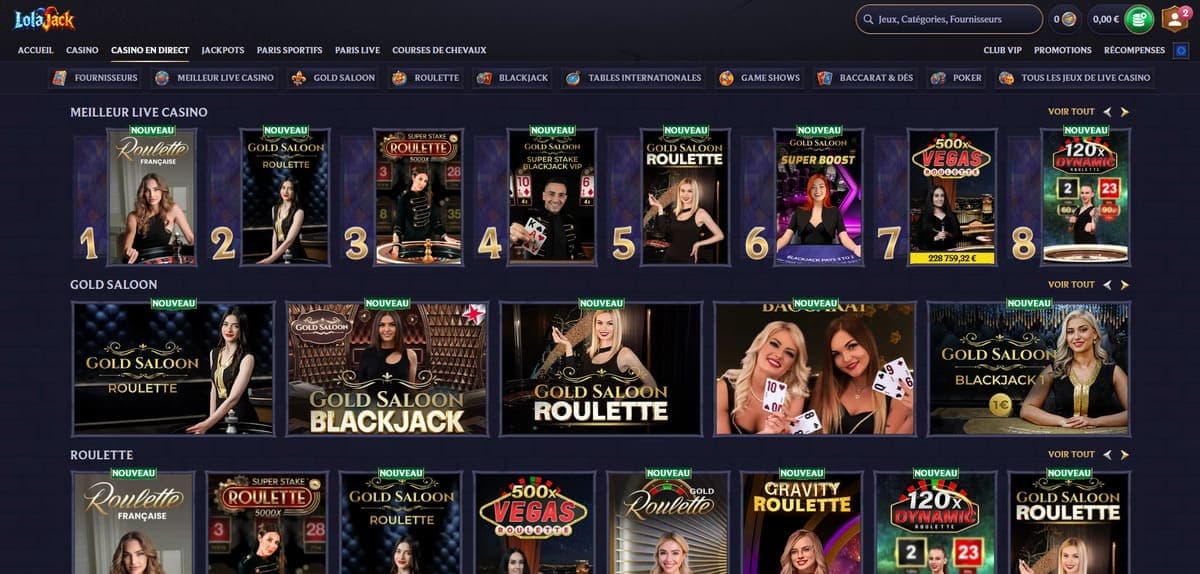 Live LolaJack Casino