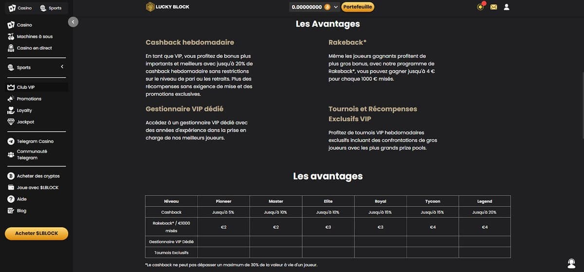 club vip Lucky Block