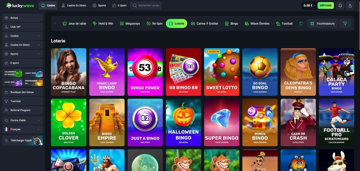 Loterie Lucky Wave Casino