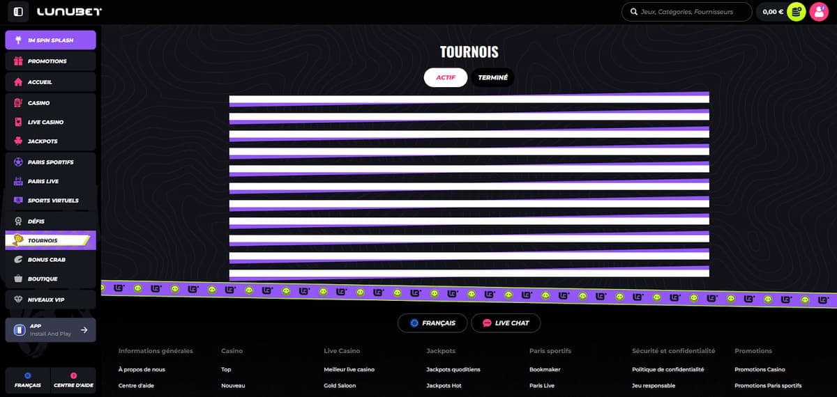 Tournois Lunubet Casino
