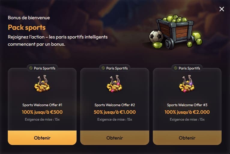 Bonus bienvenue sport Mad Casino