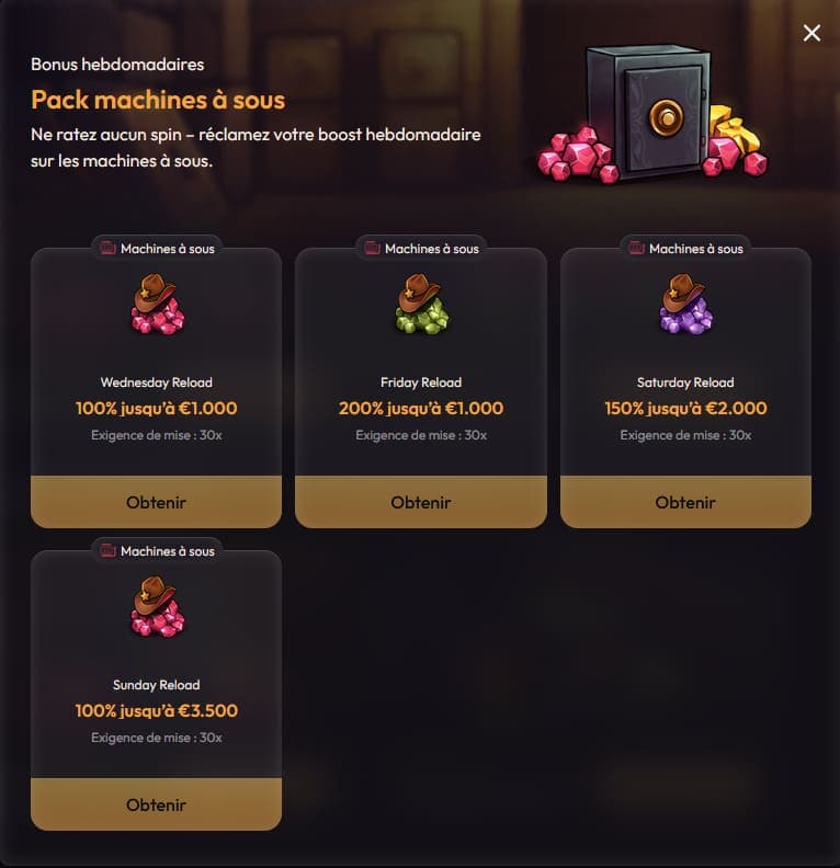 Bonus hebdo Mad Casino