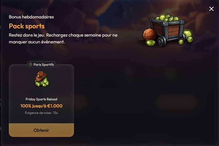 Bonus hebdo sport Mad Casino