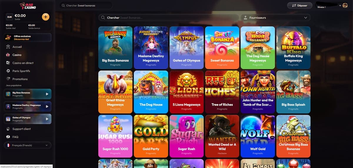 Machines à sous Mad Casino