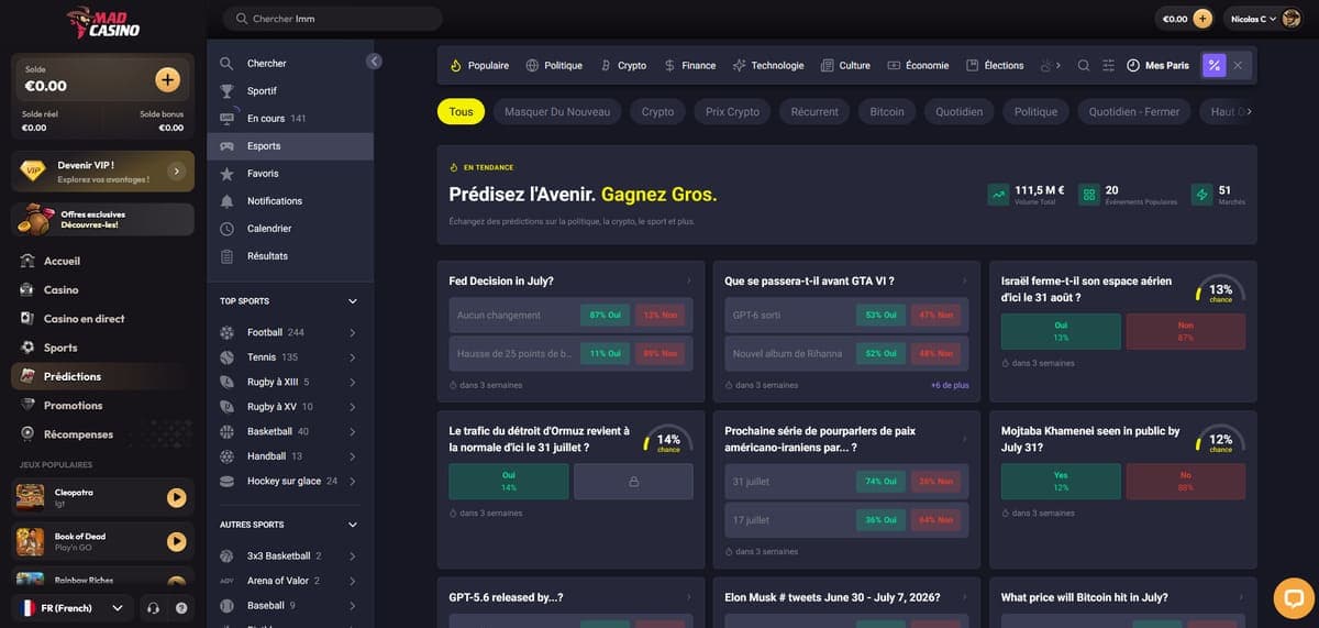 Prédictions MadCasino Casino